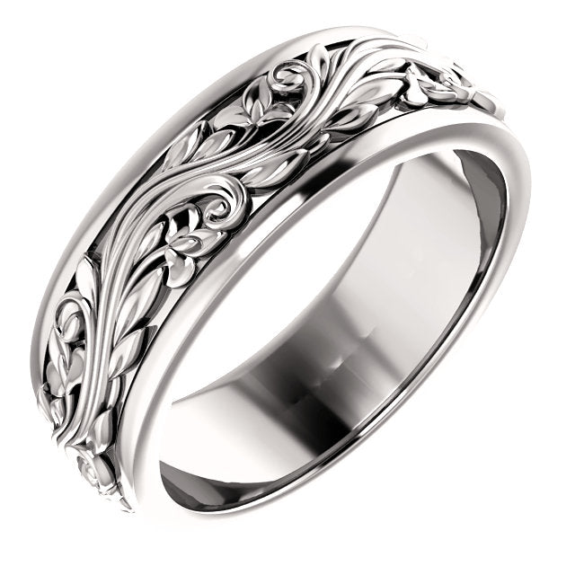 14K White 7 mm Sculptural-Inspired Band 14K White 7 mm Sculptural-Inspired Band