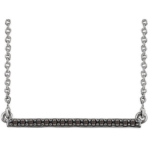 14K White 1/6 CTW Black Diamond Bar 18" Necklace