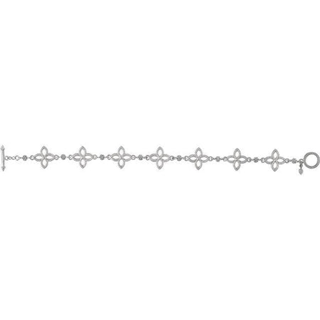 Sterling Silver Floral-Inspired 7.5" Bracelet