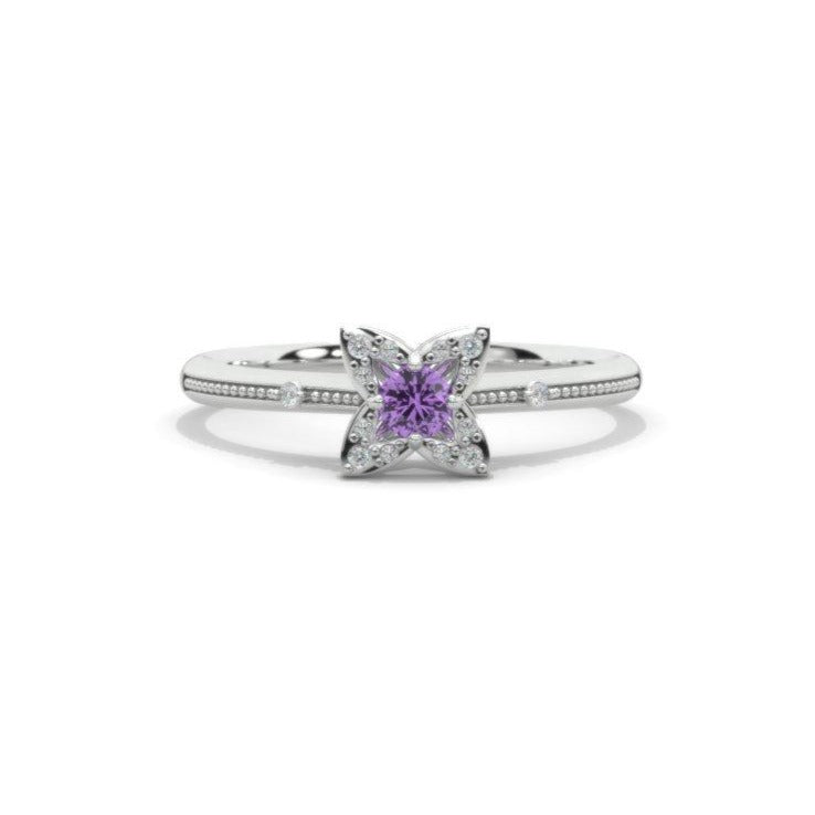 0.1 Carat Giliarto Amethyst Gold Promissory Ring 0.1 Carat Giliarto Amethyst Gold Promissory Ring