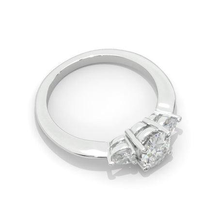 1 Carat Oval Giliarto Three Stone Moissanite 14K Gold Engagement Promissory Ring