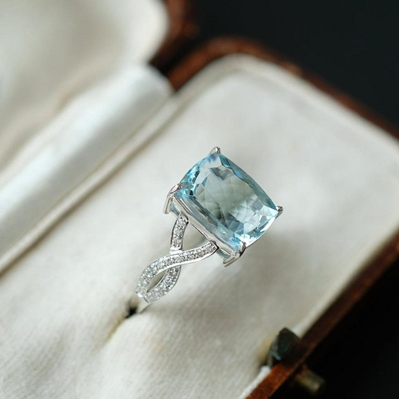 3Ct Cushion Aquamarine ring, Aquamarine solitaire ring, natural aquamarine ring, genuine aquamarine cushion cut vintage ring 3Ct Cushion Aquamarine ring, Aquamarine solitaire ring, natural aquamarine ring, genuine aquamarine cushion cut vintage ring