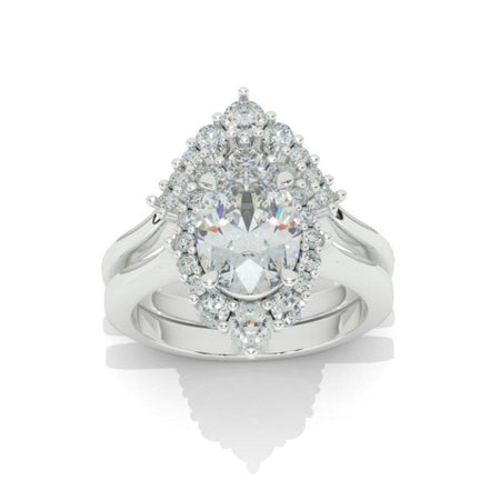 Oval 10x8 Moissanite Halo Engagement Ring, Promise Ring For Her, DEF Moissanite Wedding Ring, 14K Gold Oval Moissanite Engagement Ring Set