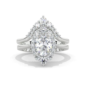 Oval 10x8 Moissanite Halo Engagement Ring, Promise Ring For Her, DEF Moissanite Wedding Ring, 14K Gold Oval Moissanite Engagement Ring Set