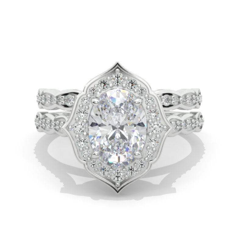 Oval Moissanite Halo Engagement Ring Oval Moissanite Halo Engagement Ring