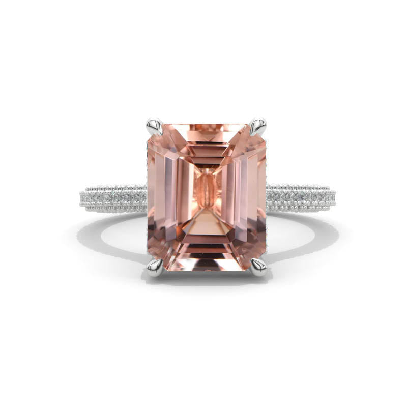 4 Carat Giliarto Emerald Cut Morganite Hidden Halo Engagement Ring Model 447-10x8 4 Carat Giliarto Emerald Cut Morganite Hidden Halo Engagement Ring Model 447-10x8