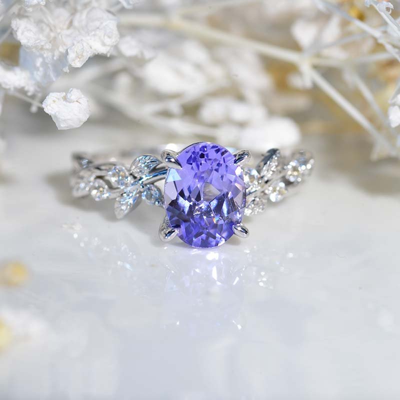 2 carat oval lavender sapphire floral engagement ring, Giliarto Model 446