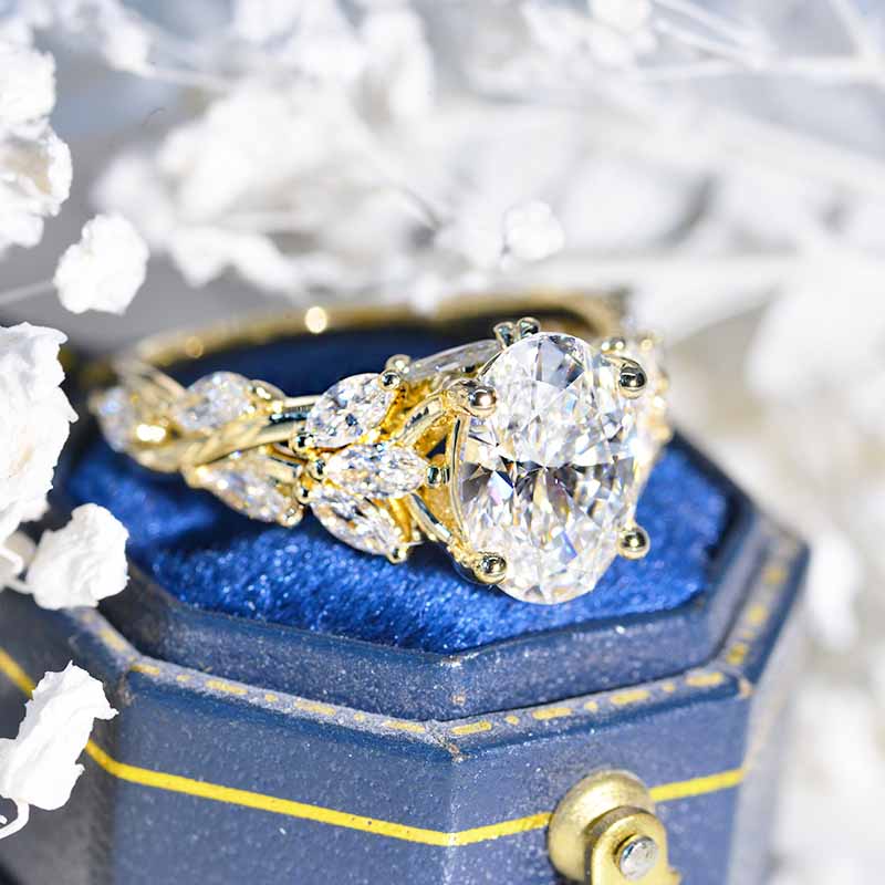 2 carat oval lab-grown diamond Celtic engagement ring, April birthstone