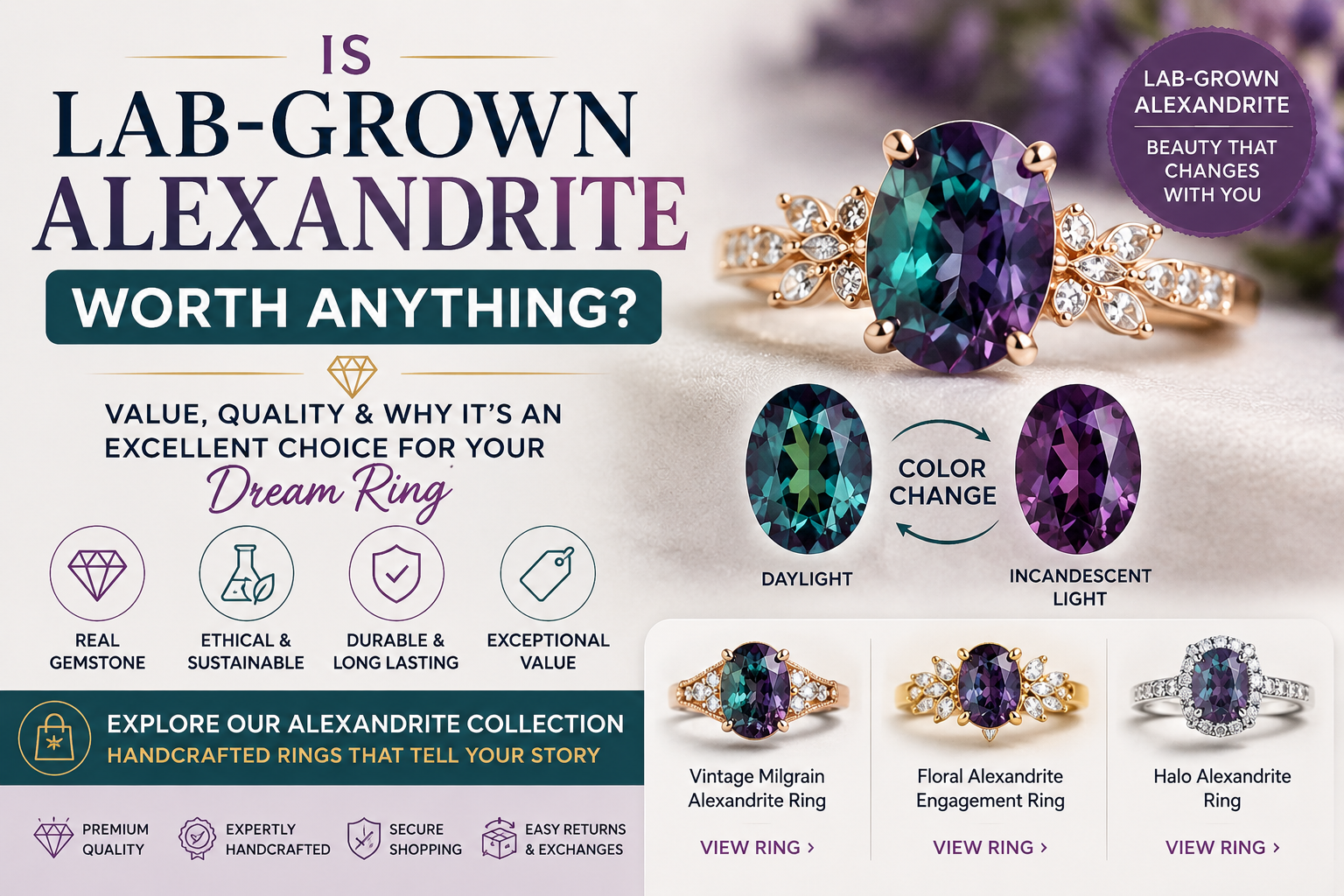 Is Lab-Grown Alexandrite Worth Anything? The Truth About Value, Beauty & Buying Guide (2026)