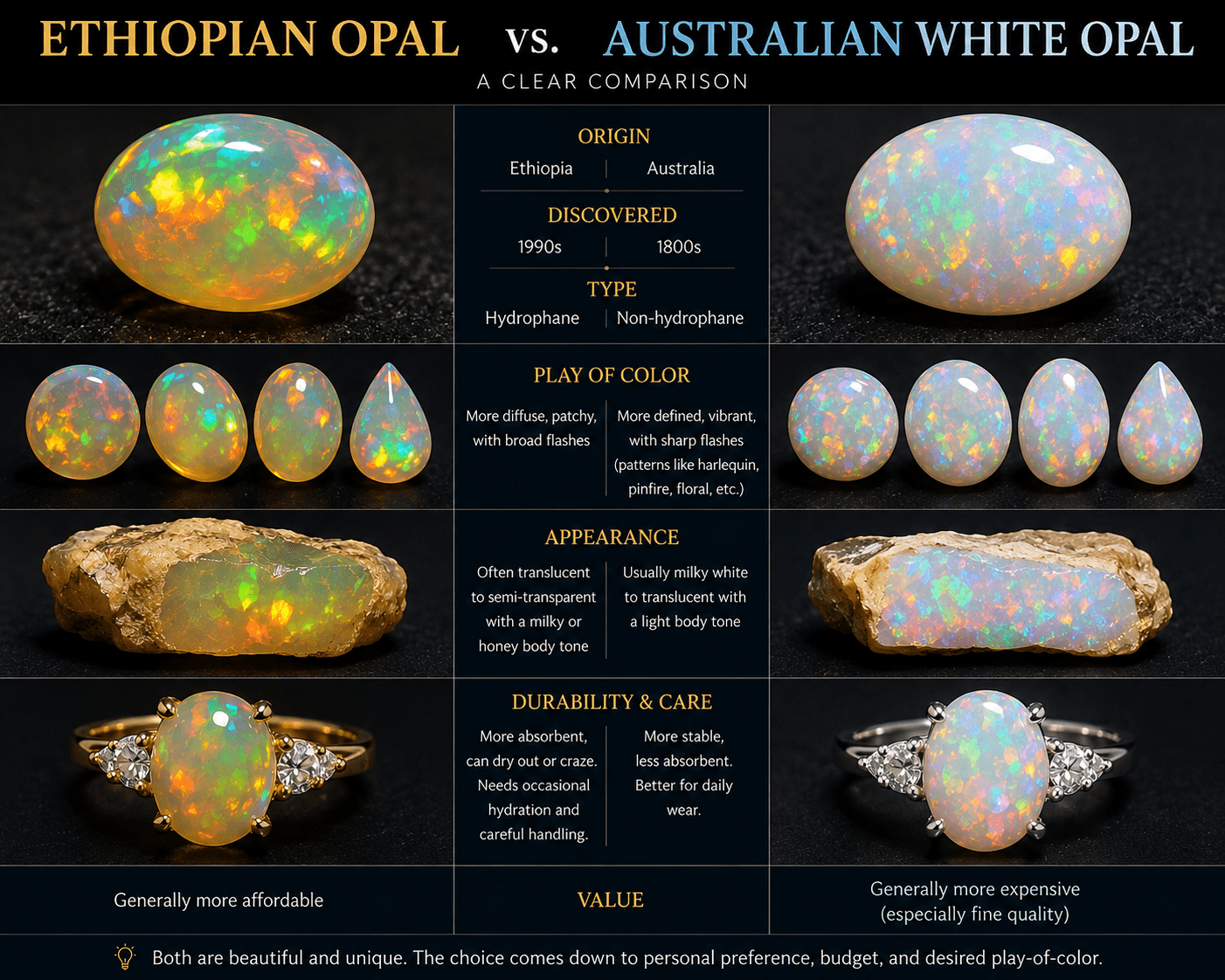 Ethiopian Opal vs. Australian Opal: The Complete Guide for Jewelry Buyers