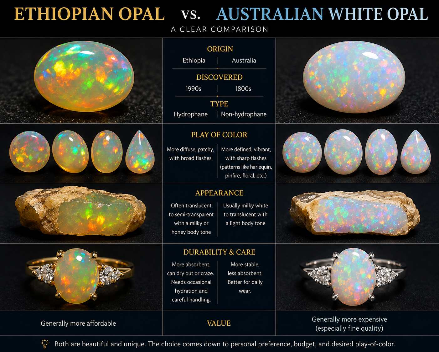 Ethiopian Opal vs. Australian Opal: The Complete Guide for Jewelry Buyers