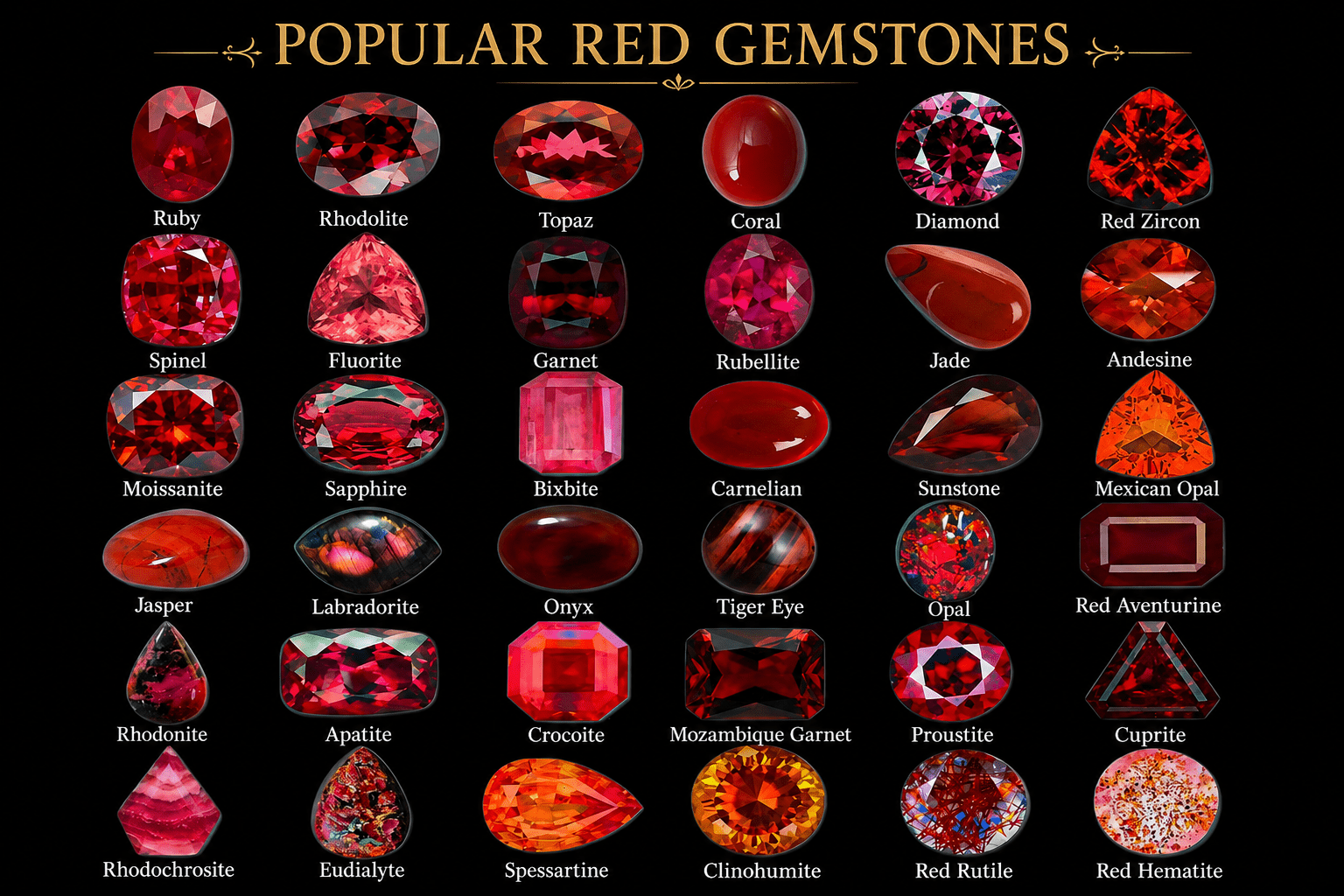 Discover every popular red gemstone—from ruby and garnet to spinel, red diamond, coral, fire opal and more. Compare hardness, rarity, value, symbolism and shop handcrafted gemstone rings from Giliarto.