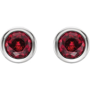 Gemstone Round Bezel Set Stud Earrings
