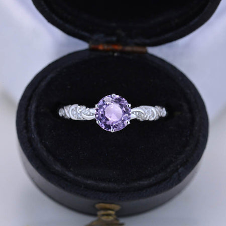 Ornamental Lavender Purple Sapphire Gold Engagement Ring