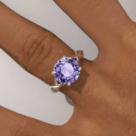 1.0 Carat Genuine Natural Purple Sapphire Lattice White Gold Engagement Ring