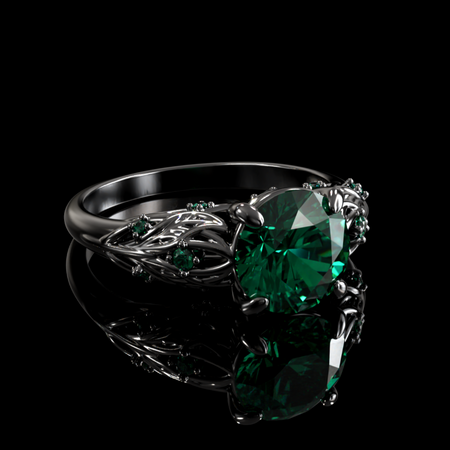 2 Carat 14K Black Gold Emerald Celtic Engagement Ring Model 1313