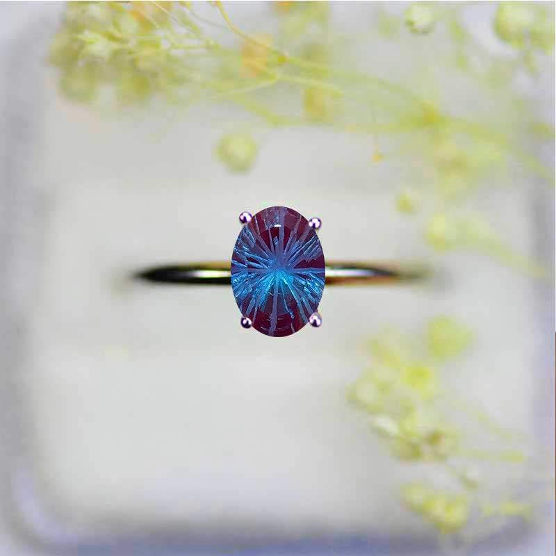 1 Fireworks Cut Alexandrite 14K White Gold Engagement Promissory Ring