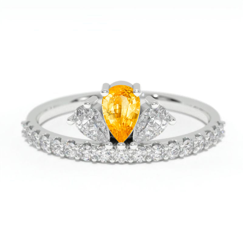 0.6 CTW  Genuine Yellow Citrine Gold Engagement Ring Model 97