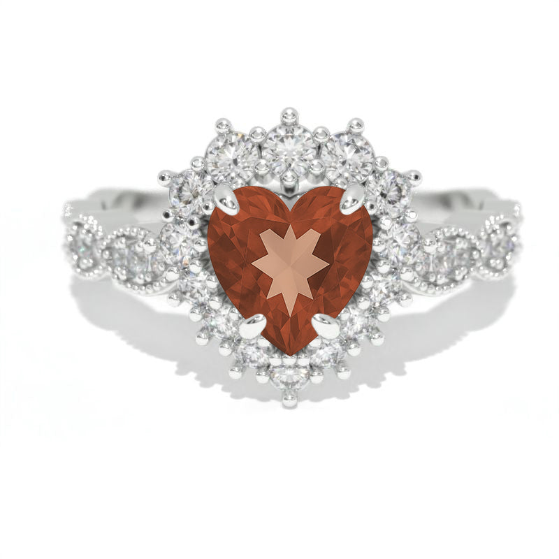 14K White Gold 1.5 Carat Heart Zultanite Halo Engagement Ring
