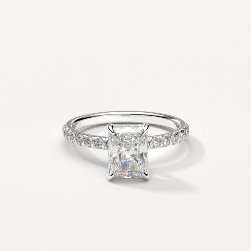 2 Carat 8х6 Radiant Cut Hidden Halo Diamond  White Gold Engagement Ring