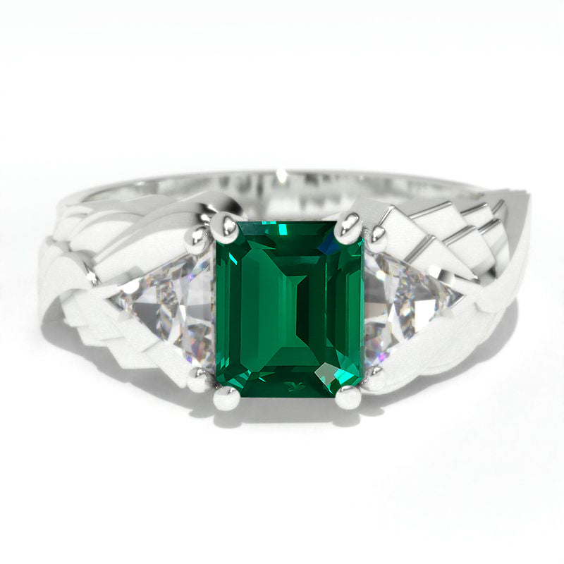 3.8 Carat Emerald Men's Wing Gold Ring