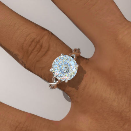 3.0 Carat Portuguese Cut LAB-Grown Diamond Lattice White Gold Engagement Ring Model 153
