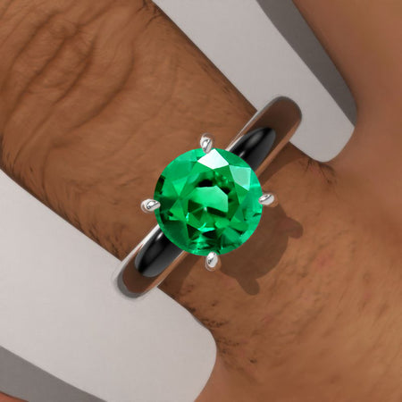 1 Carat Emerald Gold Black Enamel Engagement Promissory Ring Model 140