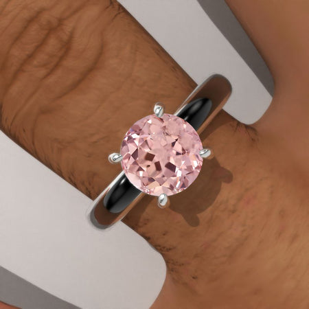 1 Carat Peach Sapphire Gold Black Enamel Engagement Promissory Ring Model 140
