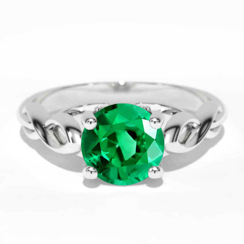 1.0 Carat Emerald Lattice White Gold Engagement Ring Model 153