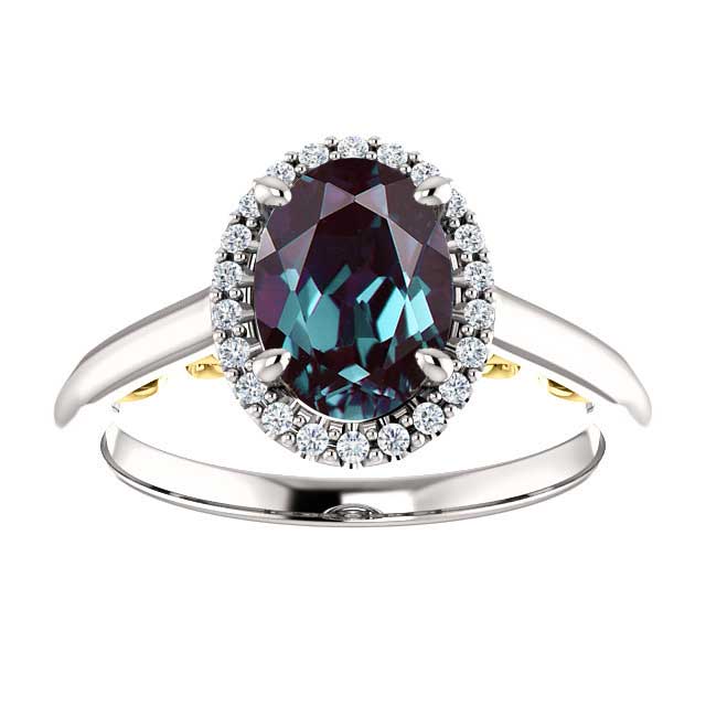 1.25 Carat Oval Alexandrite Diamond Halo Engagement Ring