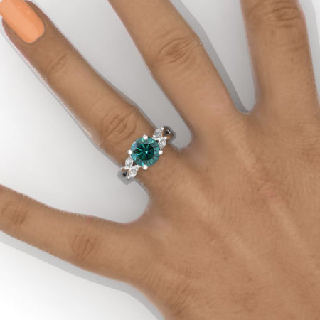 2 Carat Round Halo Giliarto Green Moissanite White Gold Engagement Ring Model 562