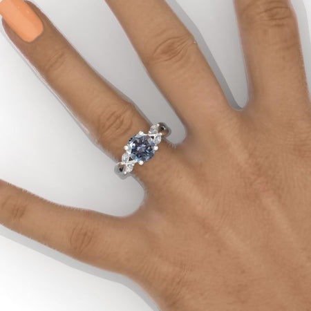 2 Carat Round Halo Giliarto Gray Moissanite White Gold Engagement Ring
