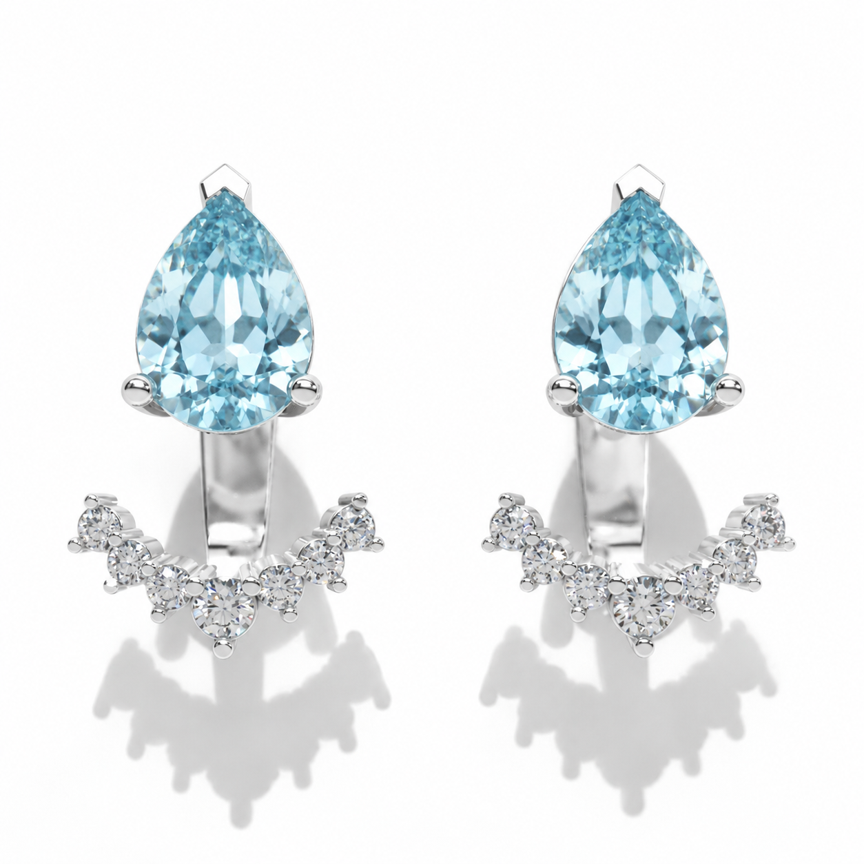 2.4 TCW Aquamarine  Diamond Earrings Model 149