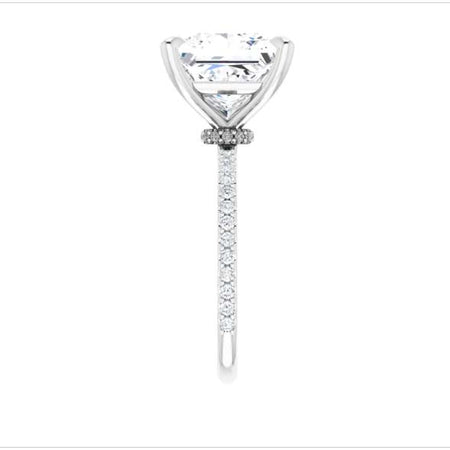 10x10mm Carat Princess Cut Moissanite Hidden Halo Gold Engagement Ring Model 123305:60181:P