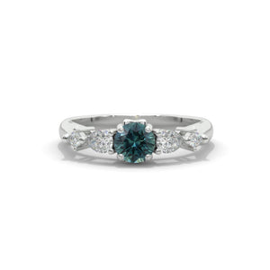 1.0 CTW Genuine Teal Sapphire Gold Engagement Ring