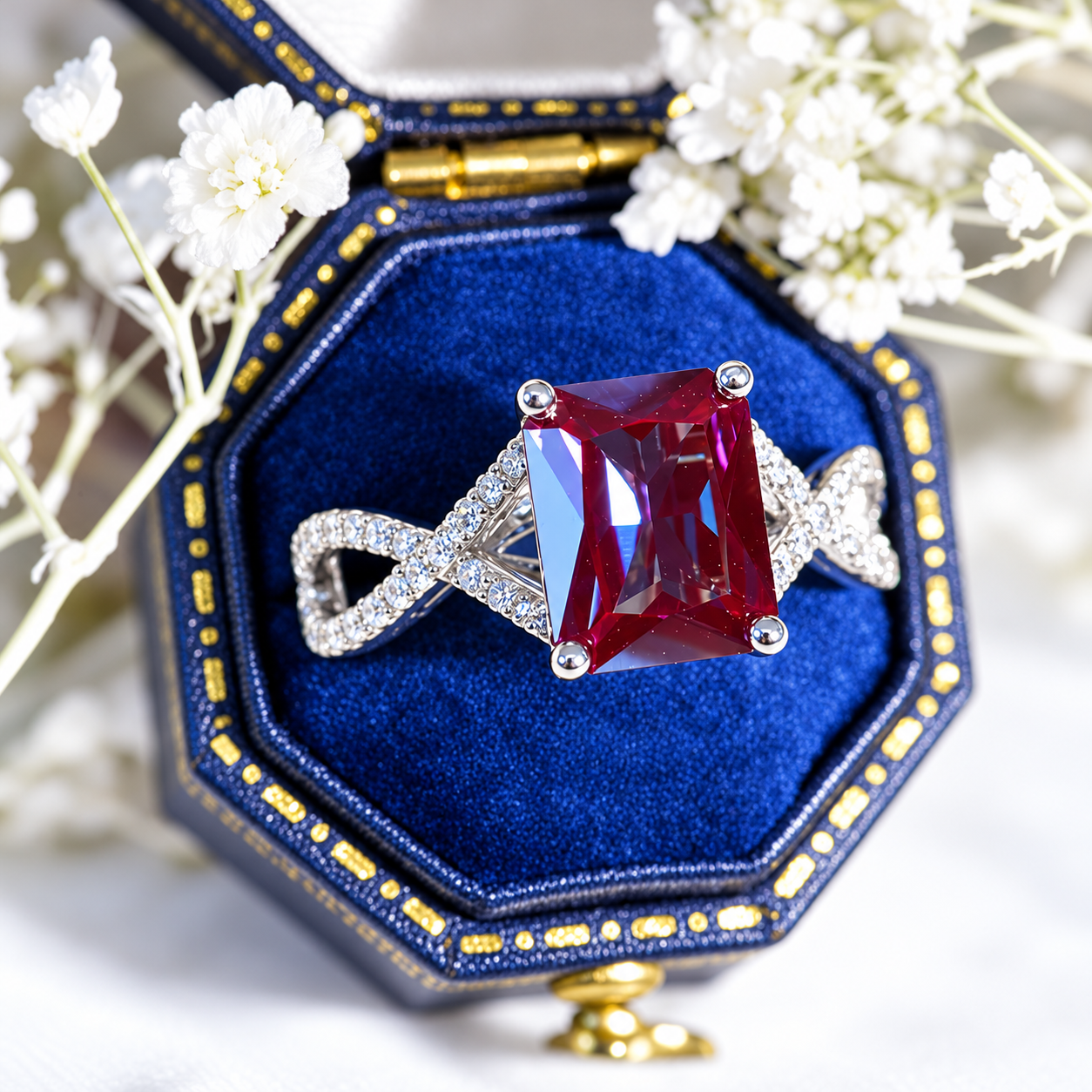 4Ct Alexandrite Engagement Ring Radiant Cut Alexandrite Gold Engagement Ring  Molde 1420