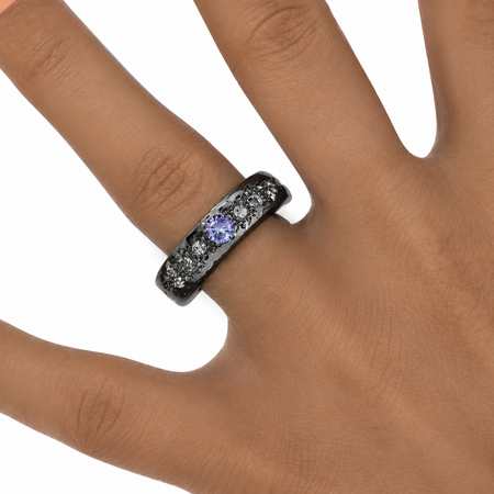 Grand Canyon Men's Ring Fireworks Cut Alexandrite Ring Black Rhodium Plated