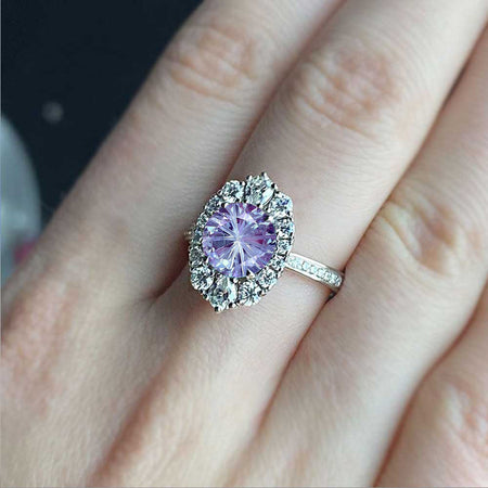 Fireworks Cut Alexandrite Halo 14 Yellow Gold Engagement Ring