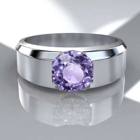 2 Carat Purple Sapphire Men's Gold Ring.