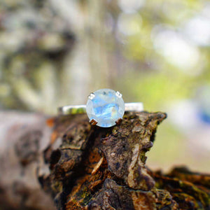 2.0 Carat Genuine Moonstone Stone 10K White Gold Ring Stone 10K White Gold Ring