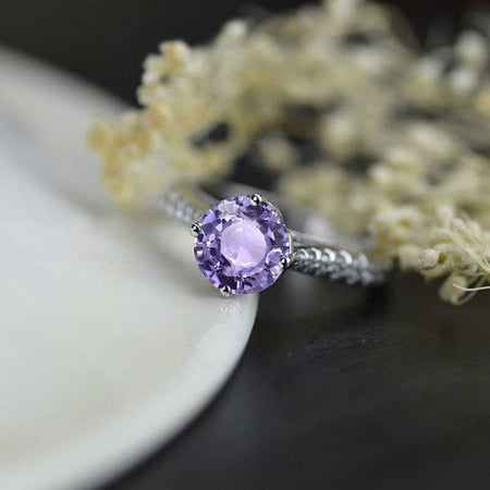 2 Carat Purple Sapphire Engagement 14K White Gold Ring Classic Customized Design Your Own Ring