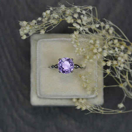 Giliarto 3 Carat Purple Sapphire Stone 14K White Gold Ring