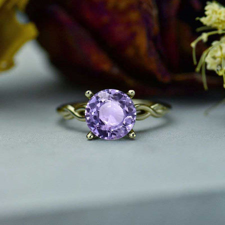 Giliarto 3 Carat Purple Sapphire Stone 14K White Gold Promissory Ring