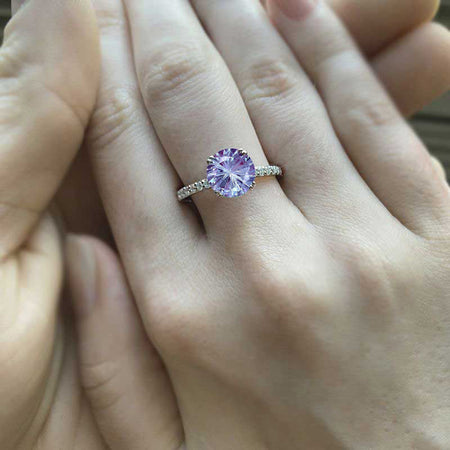 2 Carat Fireworks Cut Alexandrite Accented Gold  Anniversary Ring