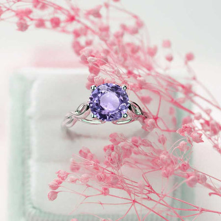 Giliarto 3 Carat Purple Sapphire Stone 14K White Gold  Ring