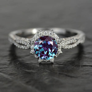 2 Carat Alexandrite Six Prongs Engagement Ring