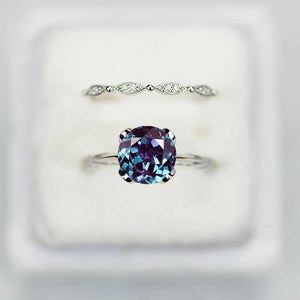 2 Carat Alexandrite Engagement Eternity Gold Rings Set