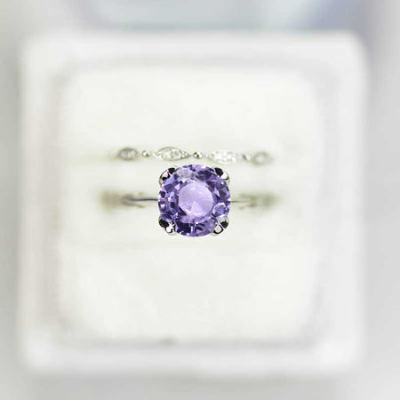 2 Carat Purple Sapphire Engagement Eternity Gold Rings Set