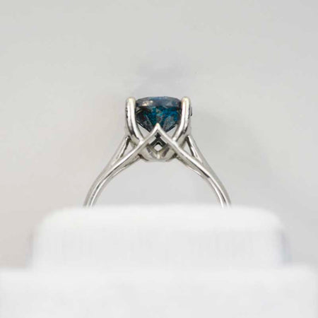 2.6 Carat Fancy Color Blue Portuguese Cut Alexandrite Ring