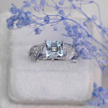 1.5 Carat Princess Cut Aquamarine Promissory ring